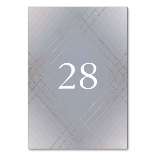 Gold Grey Elegance Diamond Geo Deco Wedding Table Number
