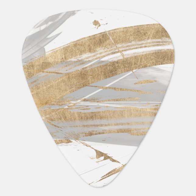 Gold & Grey Guitar Pick (Front)