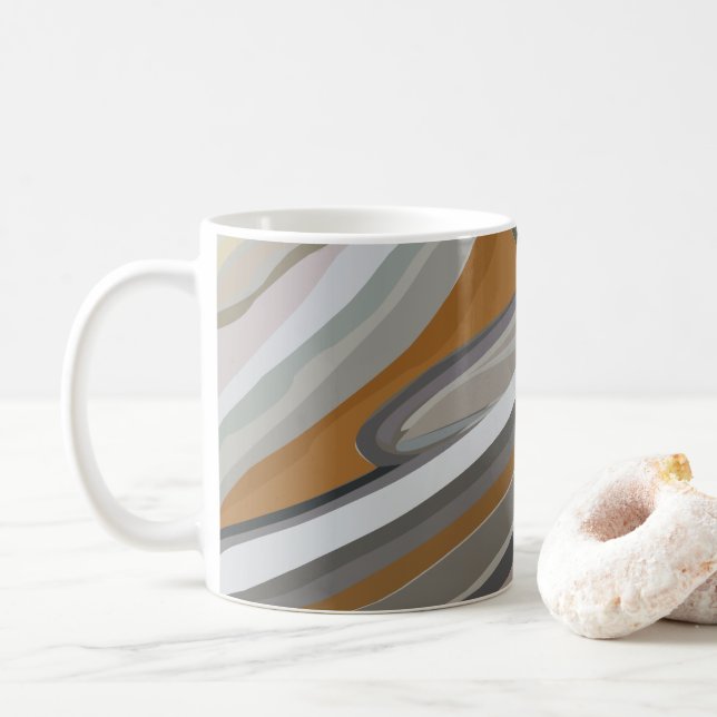 Gold Grey Marble Stone Stripes Pattern Coffee Mug (With Donut)