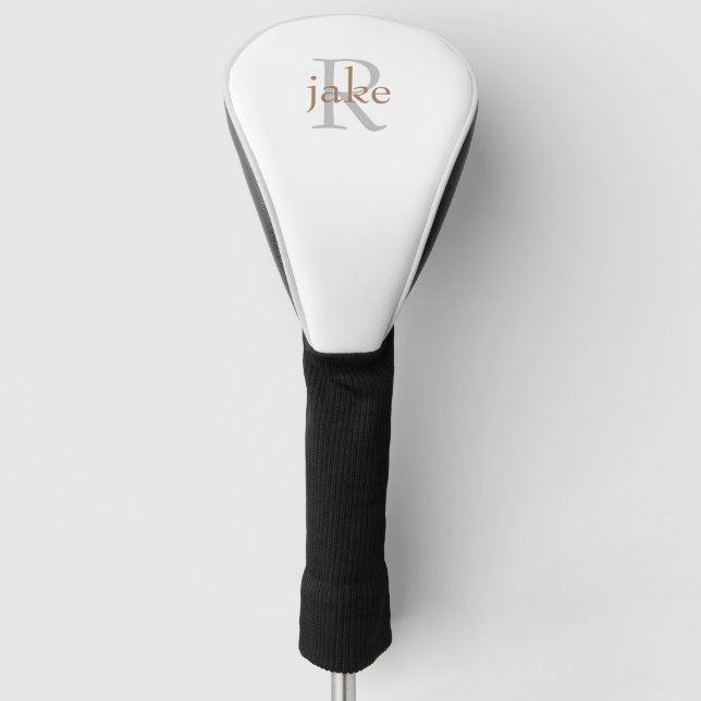 Gold &  Grey Monogram Driver Golf Head Cover (Front)