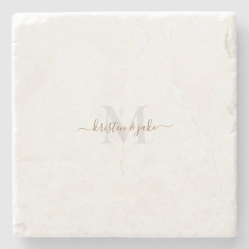 Gold  Grey Monogram  Script Names  Stone Coaster