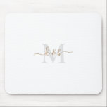Gold & Grey Monogram Swash Script  Mouse Pad<br><div class="desc">Modern Gold and Grey Monogram Mouse Pad.  Combo font.  Swash.  Simple.</div>