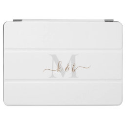 Gold &amp; Grey Monogram Swash Script White  iPad Air Cover