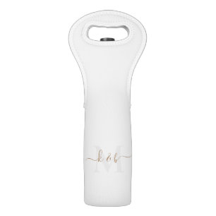 Gold & Grey Monogram Swash Script  Wine Bag