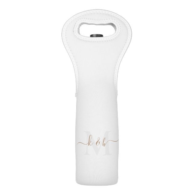 Gold & Grey Monogram Swash Script  Wine Bag (Front)