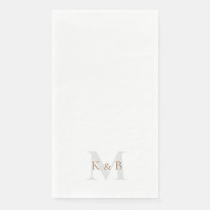 Gold & Grey Monogram White Paper Guest Towels