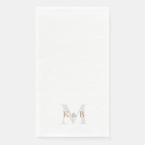 Gold  Grey Monogram White  Paper Guest Towels