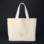 Gold & Grey Script Monogram Neutral Large Tote Bag<br><div class="desc">Tote bag.  Gold &  Grey Monogram.  Neutral.</div>