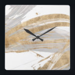 Gold & Grey Square Wall Clock<br><div class="desc">Gold & Grey II by Studio W. Features grey and gold lines against a white background.</div>