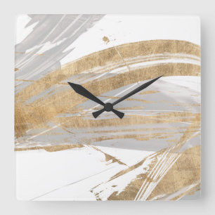 Gold & Grey Square Wall Clock