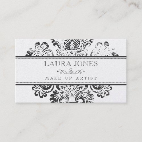 GOLD Grunge Damask Make Up Artist Business Card