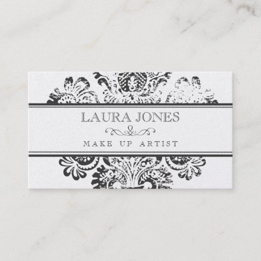 Customizable GOLD Grunge Damask Make Up Artist Business Card