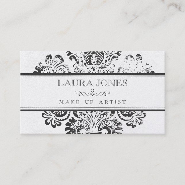 GOLD Grunge Damask Make Up Artist Business Card (Front)