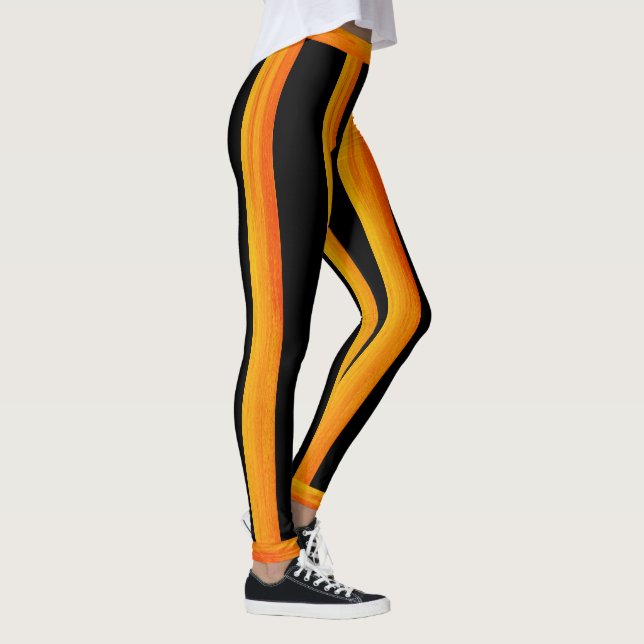 Gold Grunge Rustic Abstract Stripes on (Your Col.) Leggings (Right)