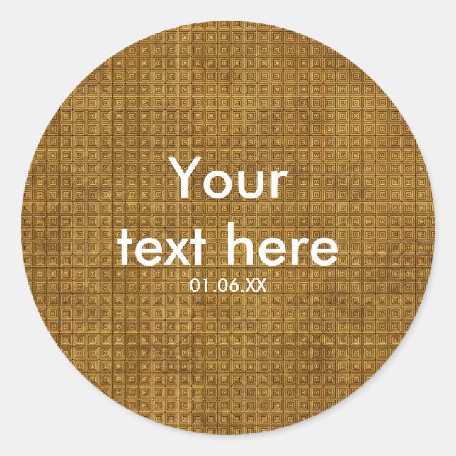 Gold Grunge Squares Party Favor Stickers (Front)
