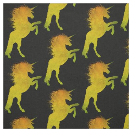 Gold Grunge Unicorn Fabric