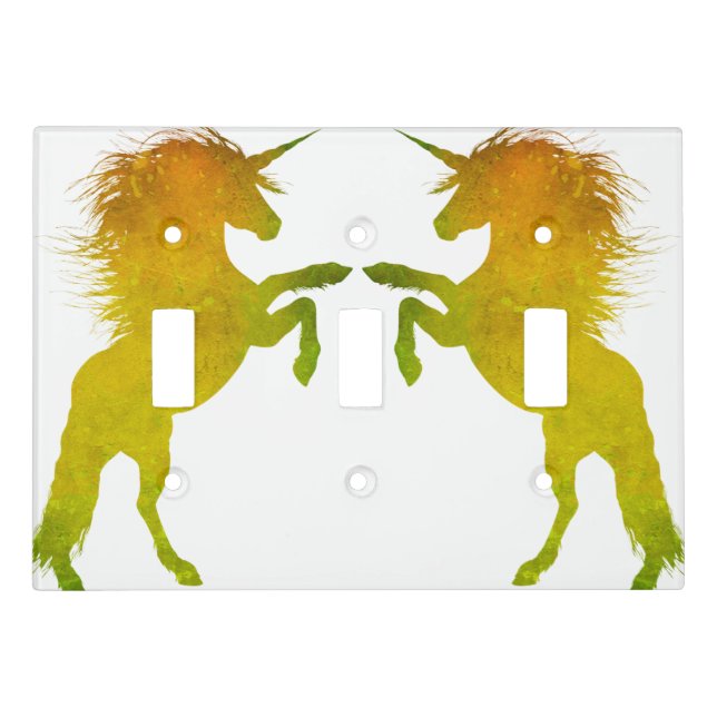 Gold Grunge Unicorn Light Switch Cover (Front)