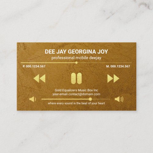 Gold Grunge Video Sound Display Deejay  Business Card