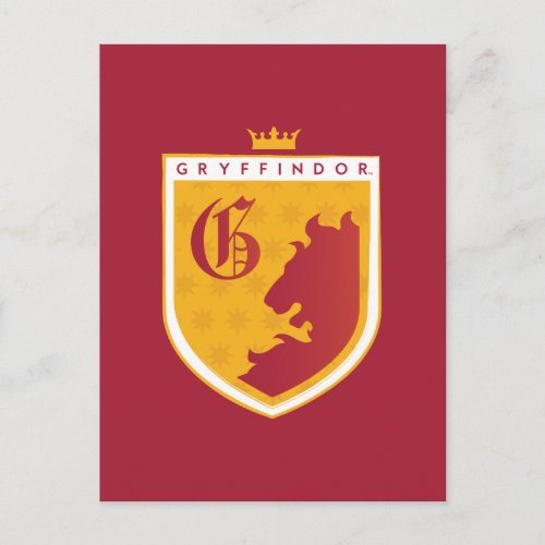 Gold GRYFFINDOR Crowned Crest Invitation Postcard