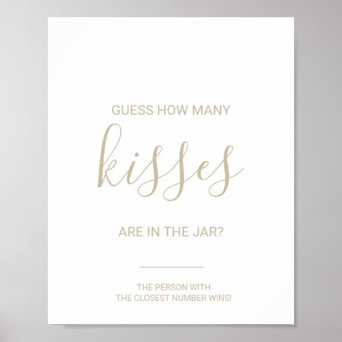Gold Guess How Many Kisses Bridal Shower Game  Poster