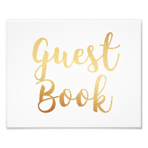 Gold guest book sign. Wedding poster. Foil effect Photo Print