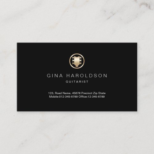 Gold Guitar Headstock Icon Guitarist Business Card