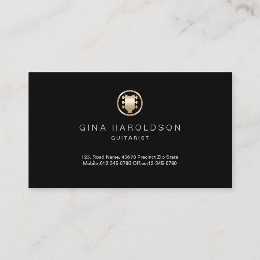 Customizable Gold Guitar Headstock Icon Guitarist Business Card