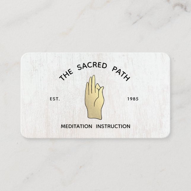 Gold Gyan Mudra Hand Meditation Teacher   Square B Business Card (Front)