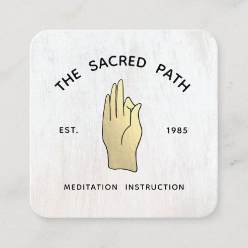 Gold Gyan Mudra Hand Meditation Teacher   Square B Square Business Card