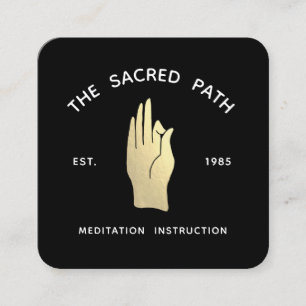Gold Gyan Mudra Meditation Teacher Square Busines Business Card
