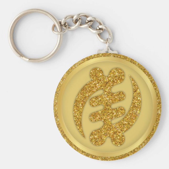 Gold Gye Nyame African Adinkra Keychain (Front)