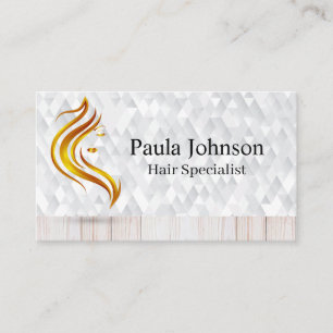 Gold Hair Beauty Logo Cosmetics Business Card