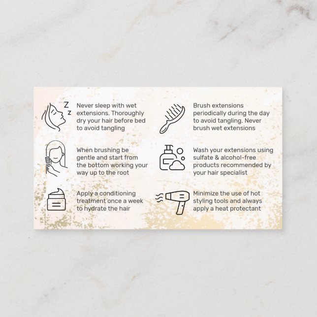 Gold Hair Extensions Aftercare Card  (Back)