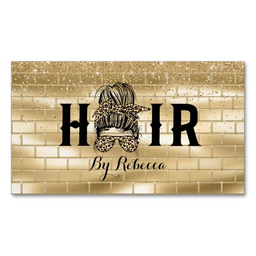 Gold Hair Stylist Magnetic Business Card        