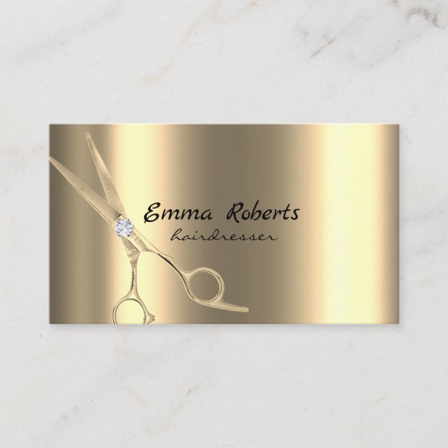 Gold Hairdresser Gradient Glitter Modern Business Card (Front)