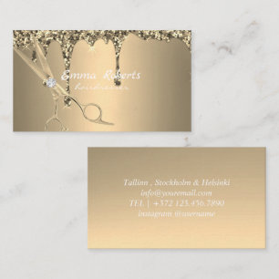 Gold Hairdresser Gradient Glitter Modern Business Card