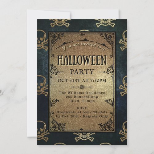 GOLD Halloween  Invitation