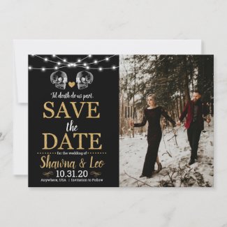 Gold Halloween Skull Save The Date