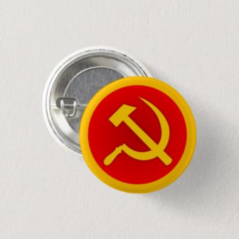 Gold Hammer and Sickle Pin w/Gold Border | Zazzle