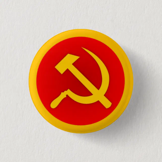 Gold Hammer and Sickle Pin w/Gold Border | Zazzle