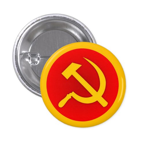 Gold Hammer and Sickle Pin w/Gold Border | Zazzle