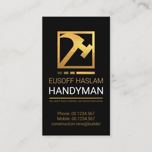 Gold Hammer Handyman Tool Home Repairs Business Card