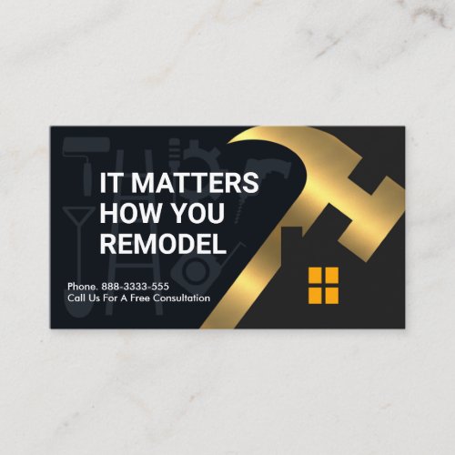 Gold Hammer Home Silhouette Contractor Business Card