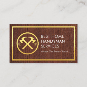 Gold Hammer On Timber Gold Borders Business Card