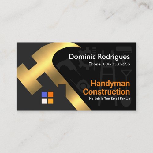 Gold Hammer Rooftop Handyman Tools Business Card