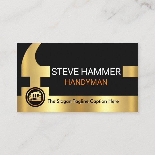 Gold Hammer Your Name Handle Business Card (Front)