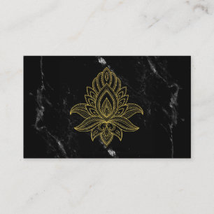 *~* Gold Hamsa Black White Marble Sacred Abstract Business Card