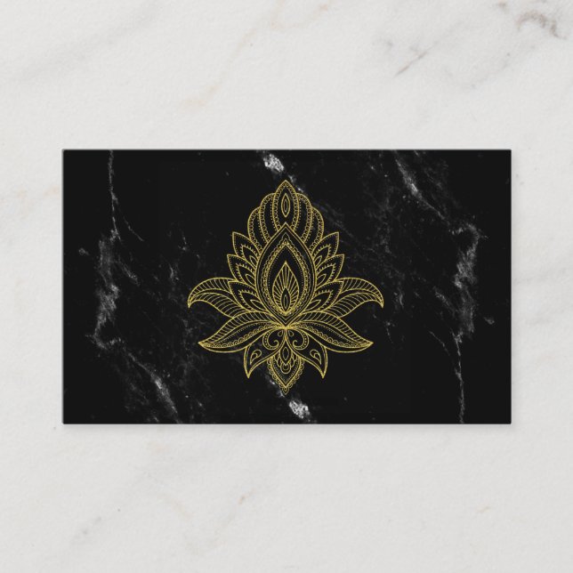 *~* Gold Hamsa Black White Marble Sacred Abstract Business Card (Front)
