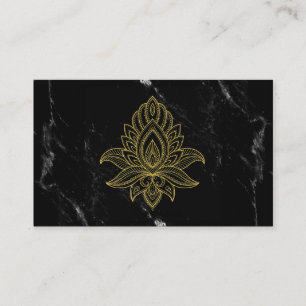 ~ Gold Hamsa Black White Marble Sacred Abstract Business Card