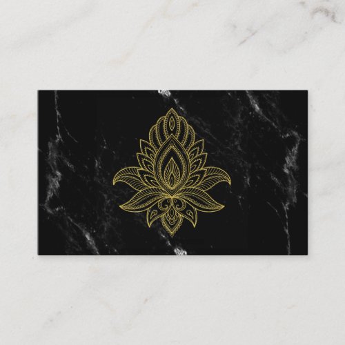  Gold Hamsa Black White Marble Sacred Abstract Business Card